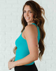 Long Ribbed High Neck - Bluebird