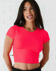 Cropped Ribbed Baby Tee - Neon Coral