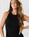 Long Ribbed High Neck - Black