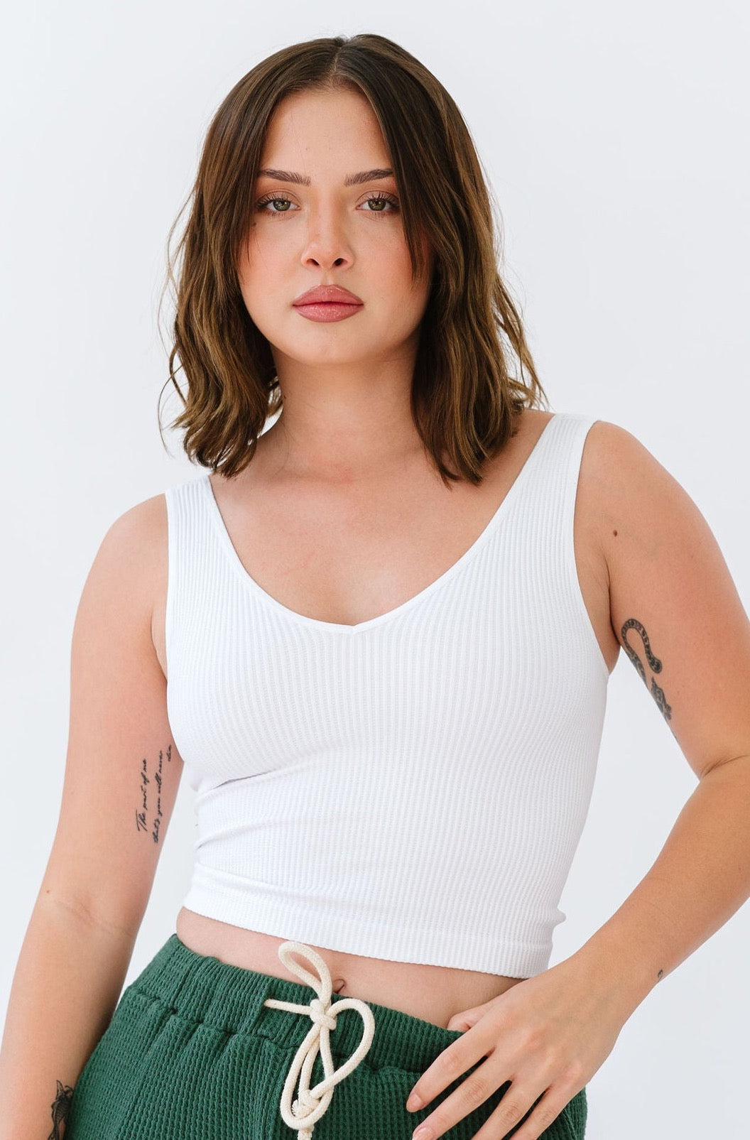 Brami V-Neck Crop - White