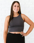 Cropped Ribbed High Neck - Charcoal