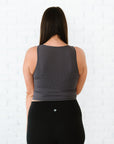 Cropped Ribbed High Neck - Charcoal