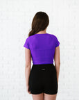 Cropped Ribbed Baby Tee - Neon Purple