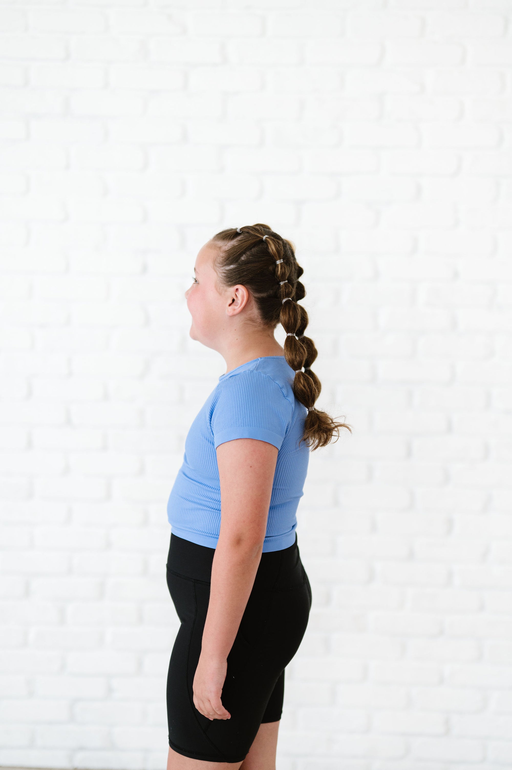 Cropped Ribbed Baby Tee - Peri-Blue