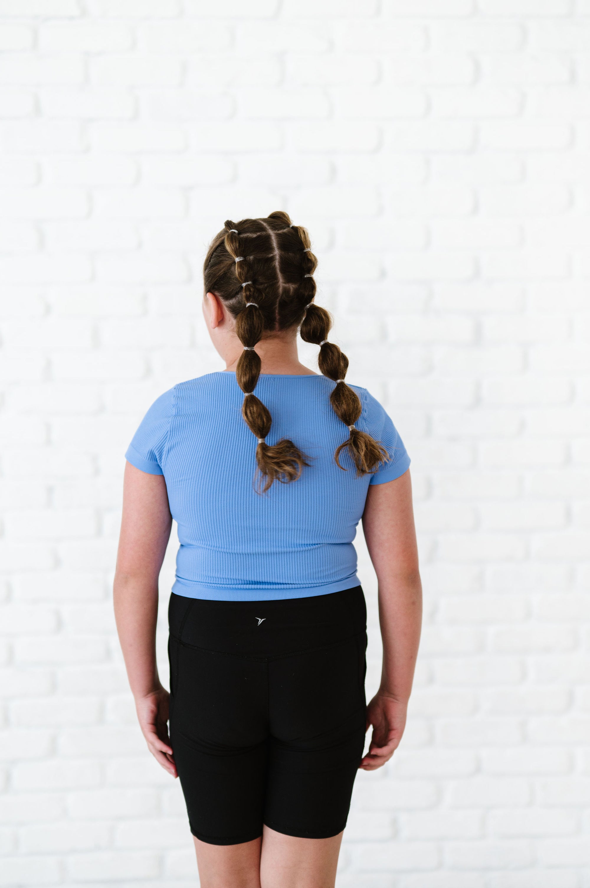 Cropped Ribbed Baby Tee - Peri-Blue