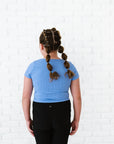 Cropped Ribbed Baby Tee - Peri-Blue