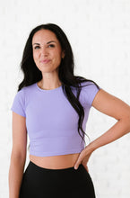 Load image into Gallery viewer, Cropped Ribbed Baby Tee - Lavender
