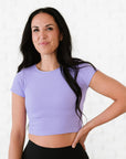 Cropped Ribbed Baby Tee - Lavender