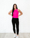 Long Ribbed High Neck - Neon Fuchsia