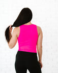 Long Ribbed High Neck - Neon Fuchsia