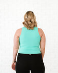 Long Ribbed High Neck - Aqua