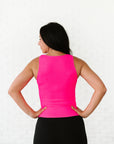 Long Ribbed High Neck - Neon Fuchsia