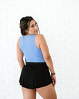 Cropped Ribbed High Neck - Peri-Blue