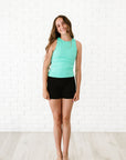 Long Ribbed High Neck - Aqua