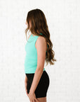 Long Ribbed High Neck - Aqua