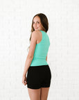 Long Ribbed High Neck - Aqua