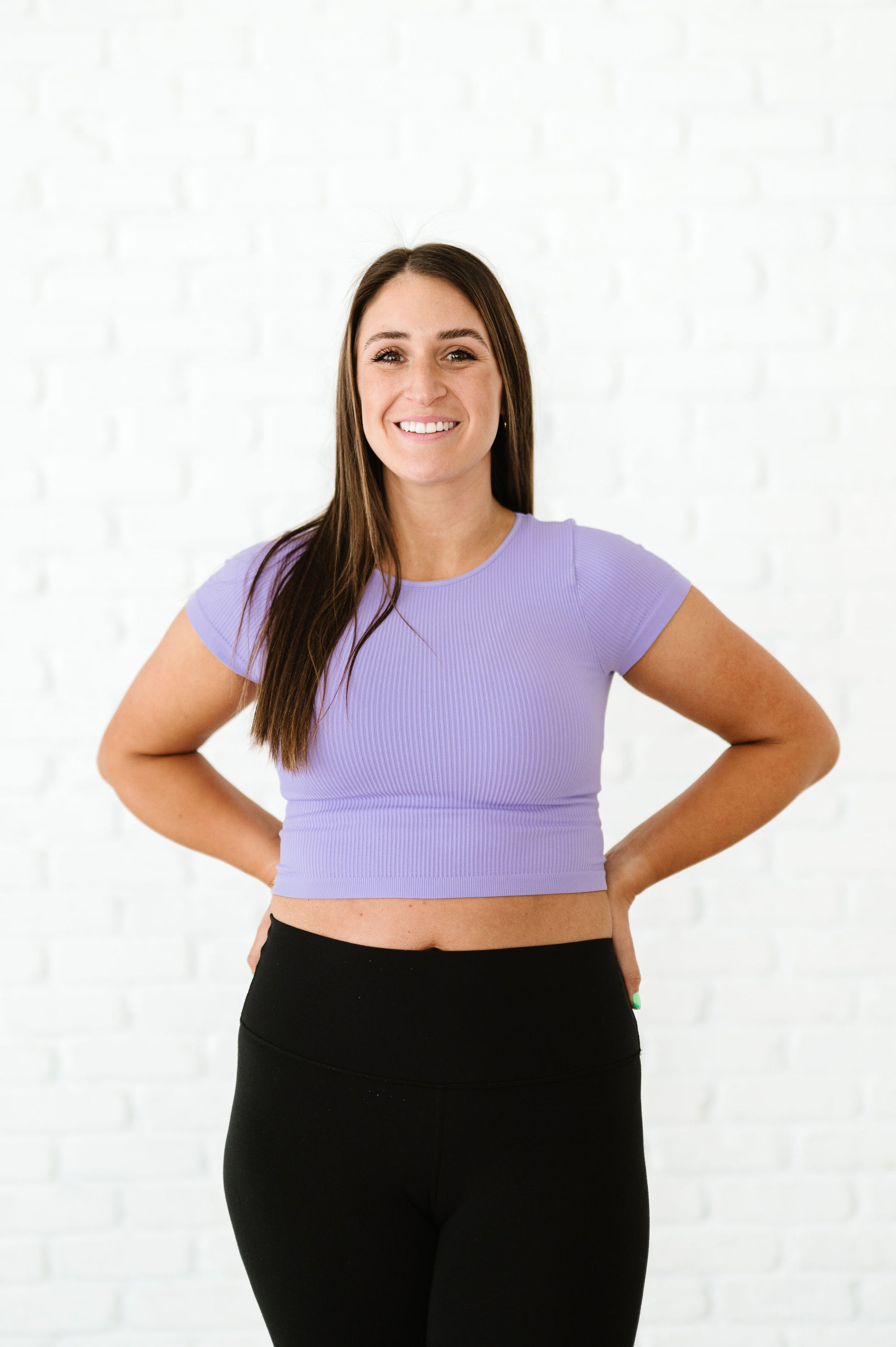 Cropped Ribbed Baby Tee - Lavender