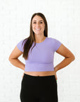 Cropped Ribbed Baby Tee - Lavender