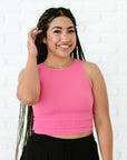 Cropped Ribbed High Neck - Barbie Pink