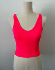 Reversible Brami Crop - Neon Coral