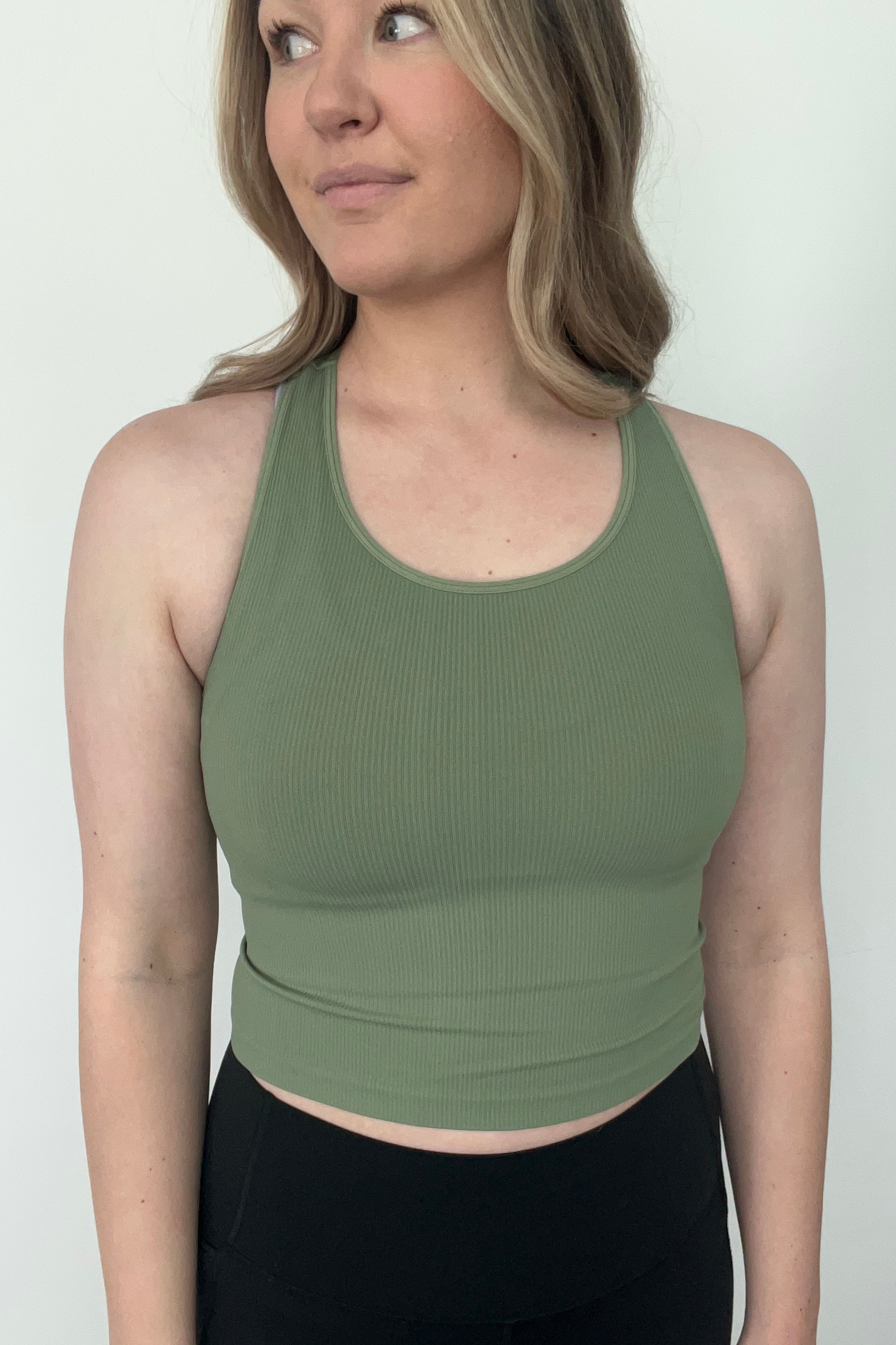 Cropped Racerback - Sage