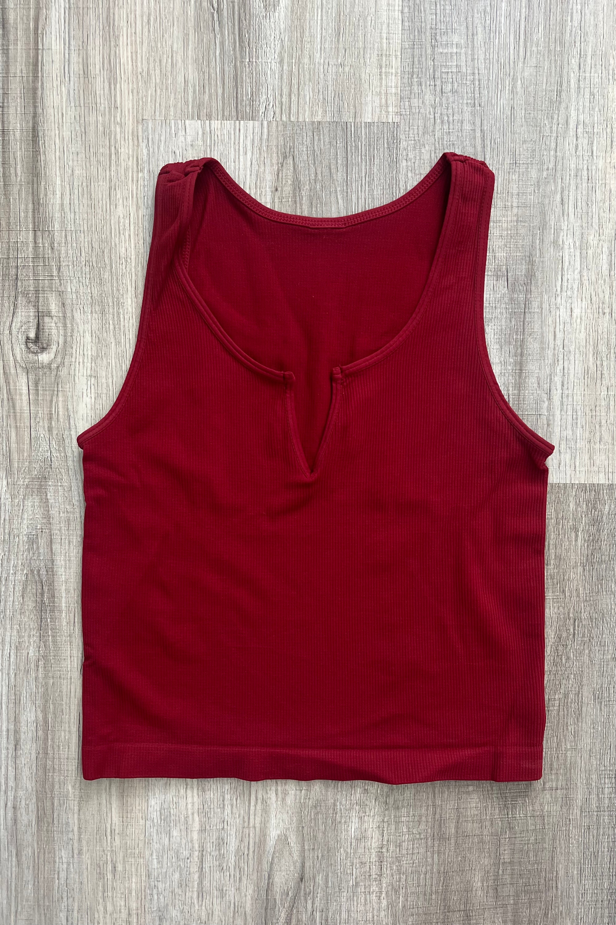 Every Day Cropped Notch Tank - Maroon