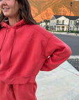 Cozy Girl Plush Sweat Set - Coral