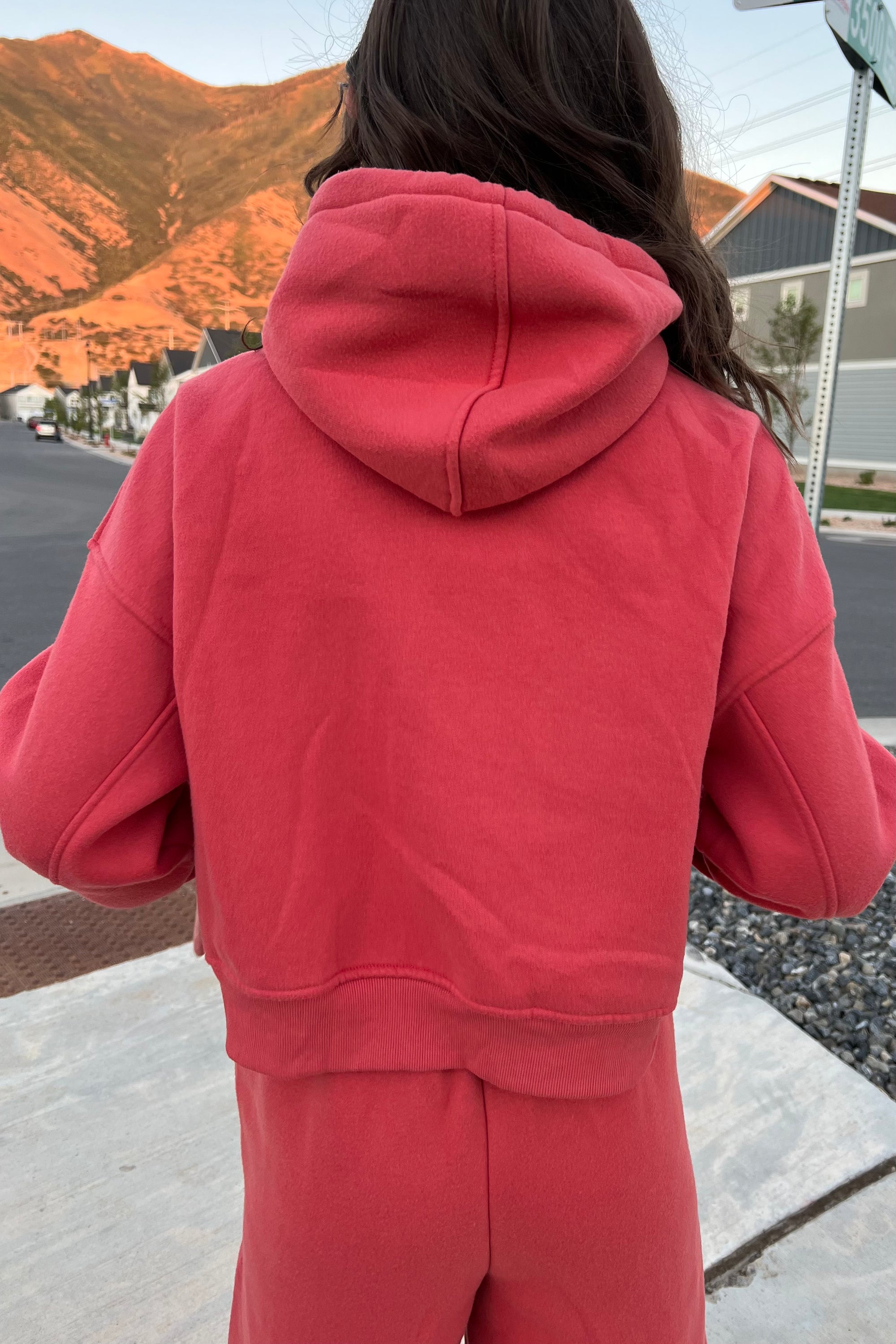 Cozy Girl Plush Sweat Set - Coral