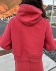 Cozy Girl Plush Sweat Set - Coral