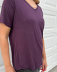 Buttery Short Sleeve V-Neck Tee - Plum