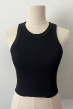 Load image into Gallery viewer, Wide Seam Ribbed High Neck Crop - Black
