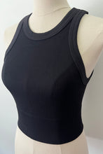 Load image into Gallery viewer, Wide Seam Ribbed High Neck Crop - Black
