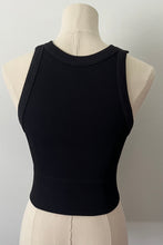 Load image into Gallery viewer, Wide Seam Ribbed High Neck Crop - Black
