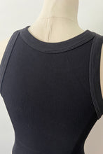 Load image into Gallery viewer, Wide Seam Ribbed High Neck Crop - Black
