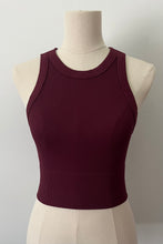 Load image into Gallery viewer, Wide Seam Ribbed High Neck Crop - Fig
