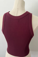 Load image into Gallery viewer, Wide Seam Ribbed High Neck Crop - Fig
