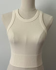 Wide Seam Ribbed High Neck Crop - Vanilla