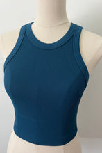 Load image into Gallery viewer, Wide Seam Ribbed High Neck Crop - Dark Teal
