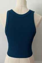 Load image into Gallery viewer, Wide Seam Ribbed High Neck Crop - Dark Teal
