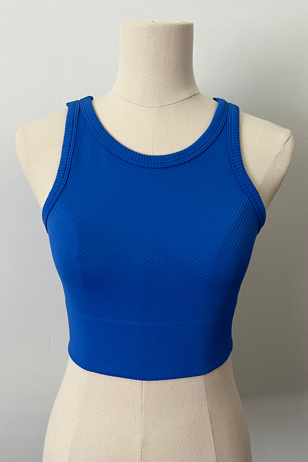 Chevron High Neck Crop - Royal