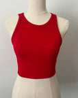 Chevron High Neck Crop - Red