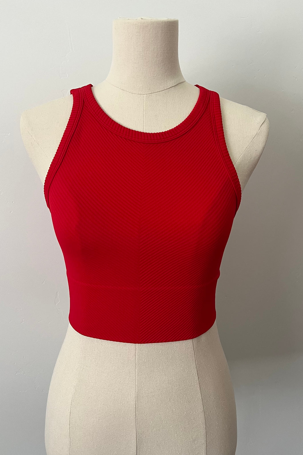 Chevron High Neck Crop - Red