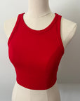 Chevron High Neck Crop - Red