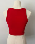 Chevron High Neck Crop - Red