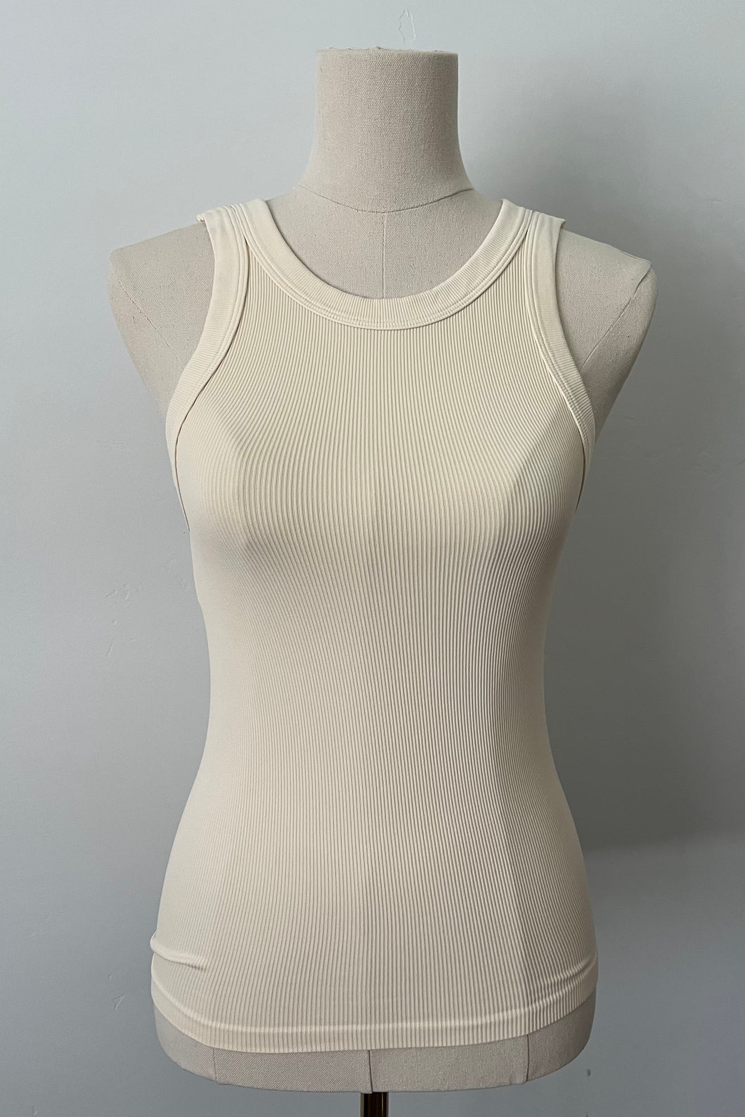 Reversible Ribbed Long Tank - Vanilla