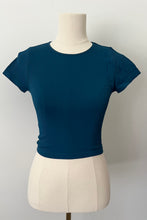 Load image into Gallery viewer, Cropped Ribbed Baby Tee - Dark Teal
