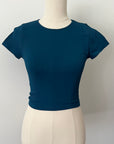 Cropped Ribbed Baby Tee - Dark Teal