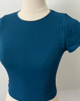 Cropped Ribbed Baby Tee - Dark Teal