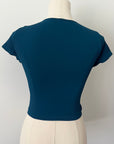 Cropped Ribbed Baby Tee - Dark Teal