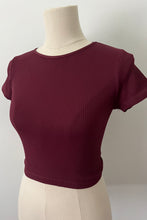 Load image into Gallery viewer, Cropped Ribbed Baby Tee - Fig
